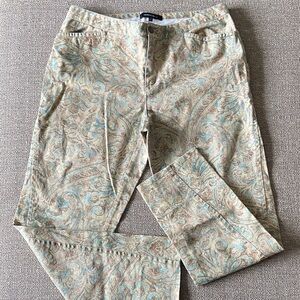 Lafayette 148 New York Paisley Chinos in Tan & Blue Size 10 excellent condition